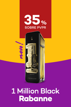 Novidade One Million Black da marca rabanne com destaque promocional de 35% obre pre&ccedil;o de Venda ao P&uacute;blico Recomendado